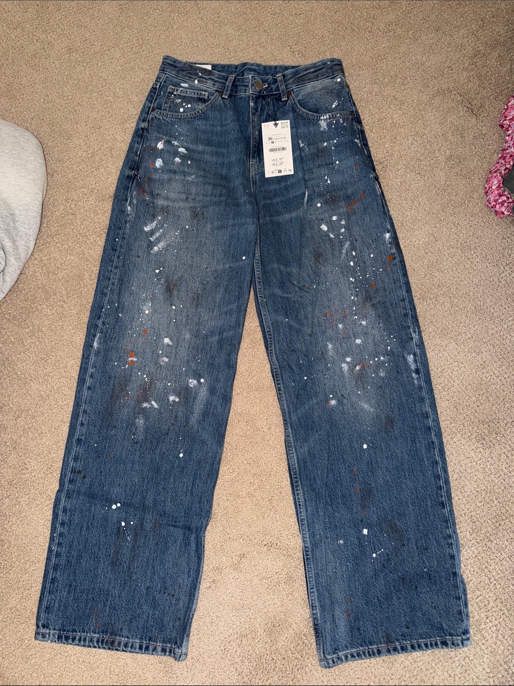 Women’s Blue Paint-Splatter Jeans